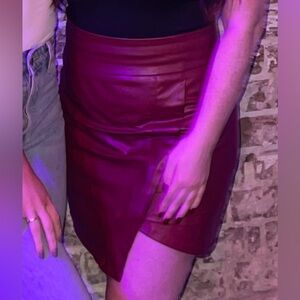 Wine Red Pleather Skirt